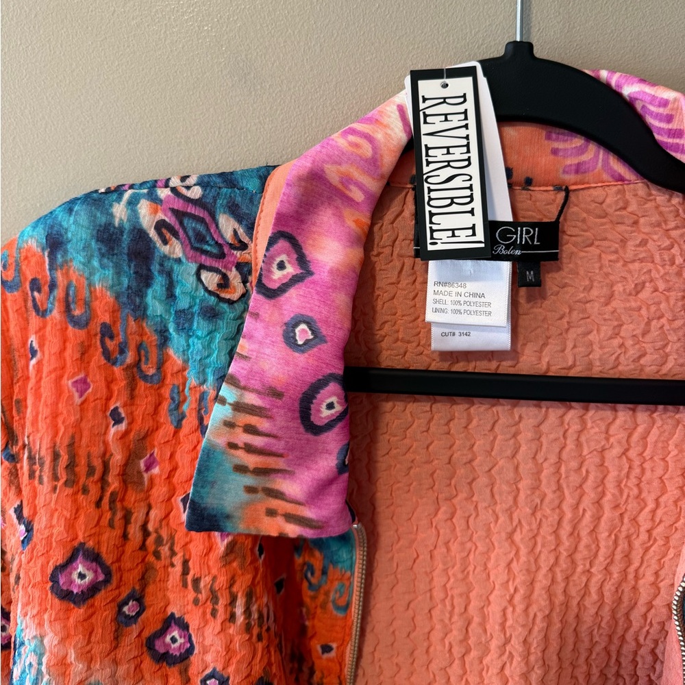 NWT City Girl - Nancy Bolen Vibrant Multicolour Reversible Jacket - Picture 8 of 14
